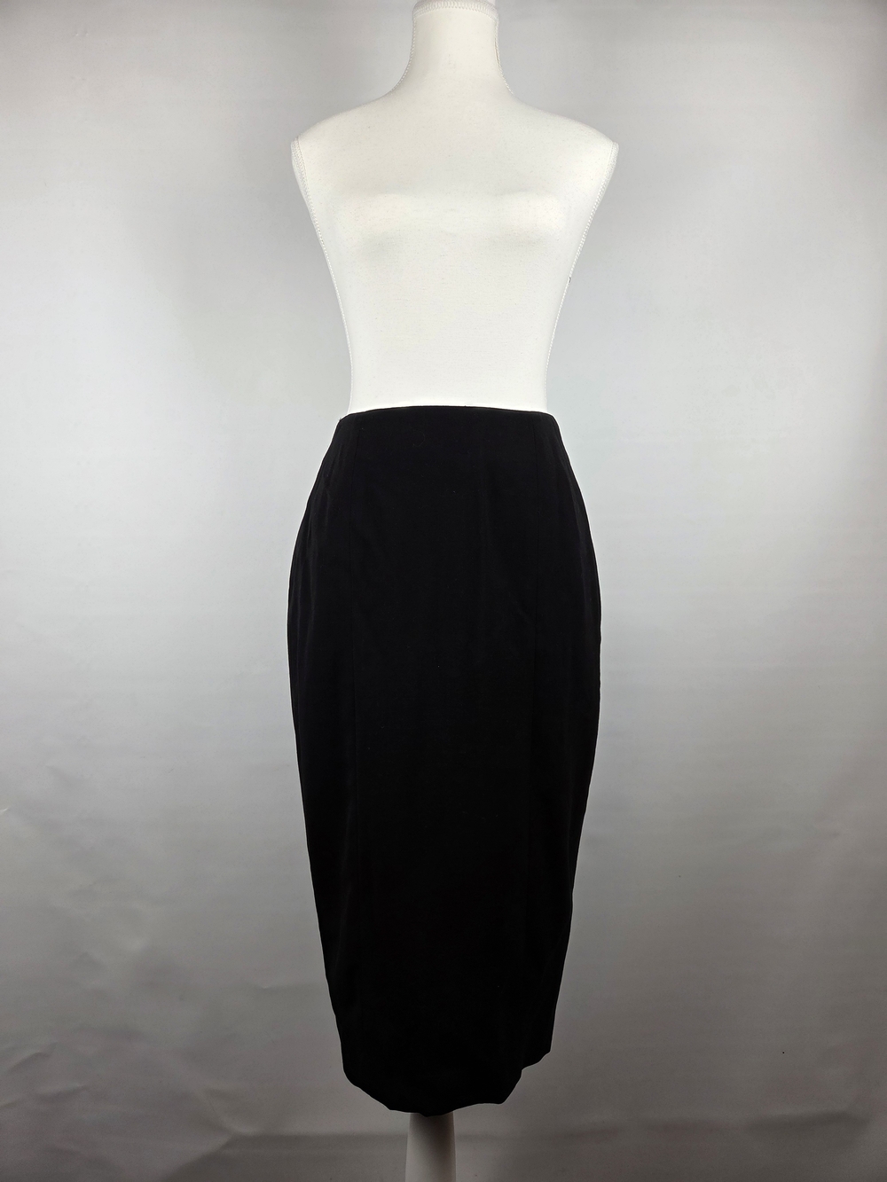 Vintage Holt Renfrew Studio Black Wool Pencil Skirt - Picture 3 of 12
